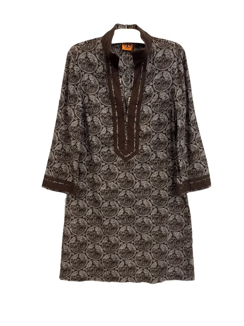 Tory Burch Shift Dress Brown White Vintage